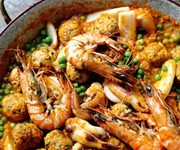 Rick Stein's cuttlefish with meatballs and peas recipe